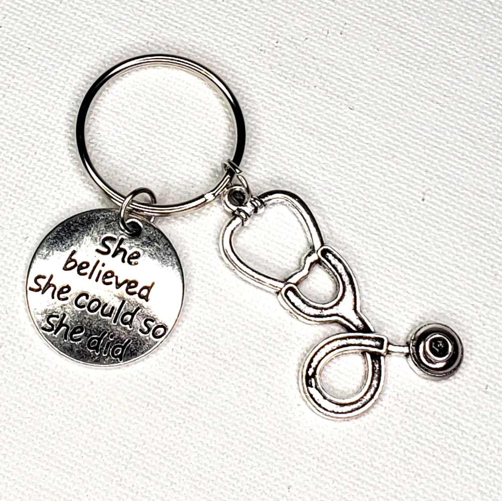 She Believed She Could Stethoscope Keychain